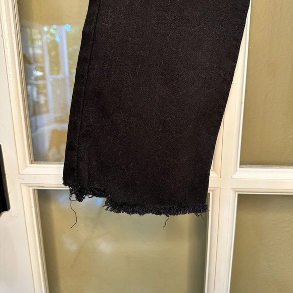 LEVI'S PREMIUM Stretch Straight Leg Raw Hem Black Denim Jeans - 25 - Picture 6 of 11